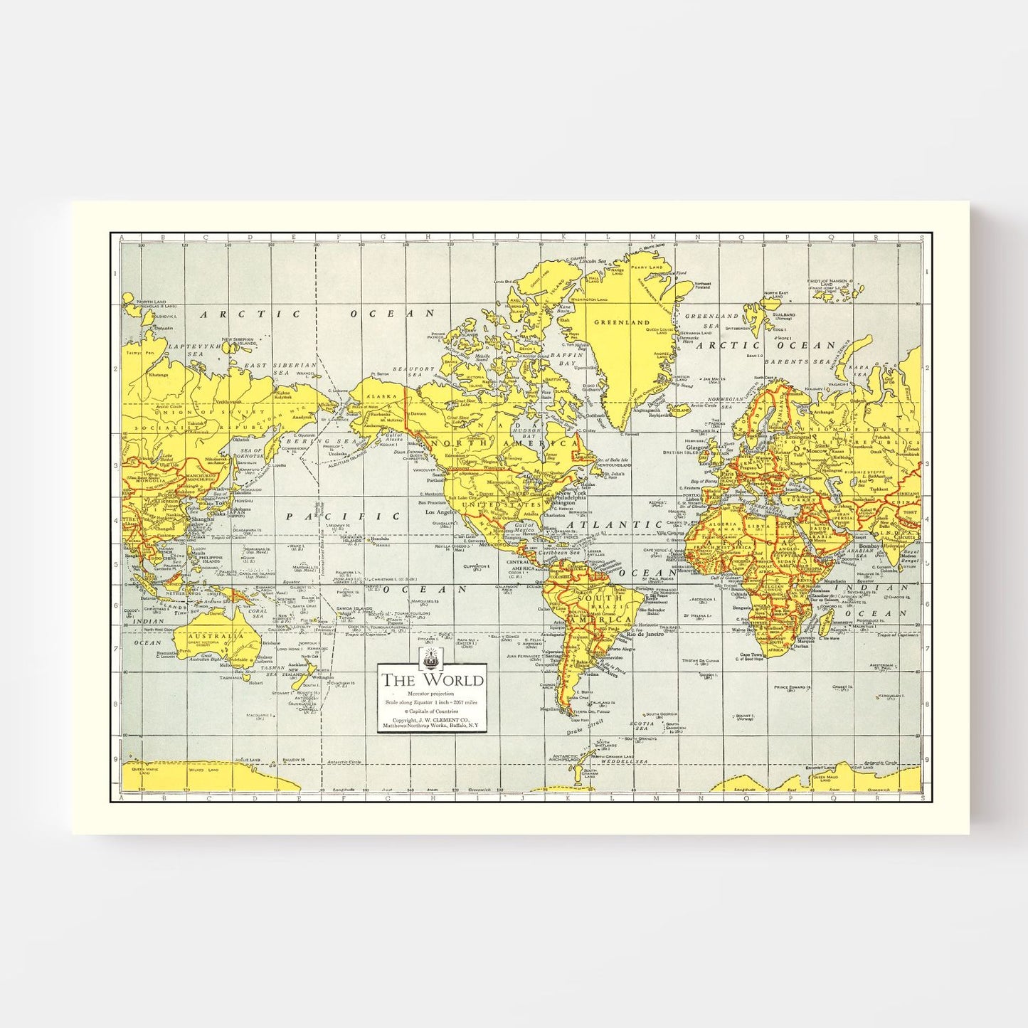 Vintage World Map, 1943
