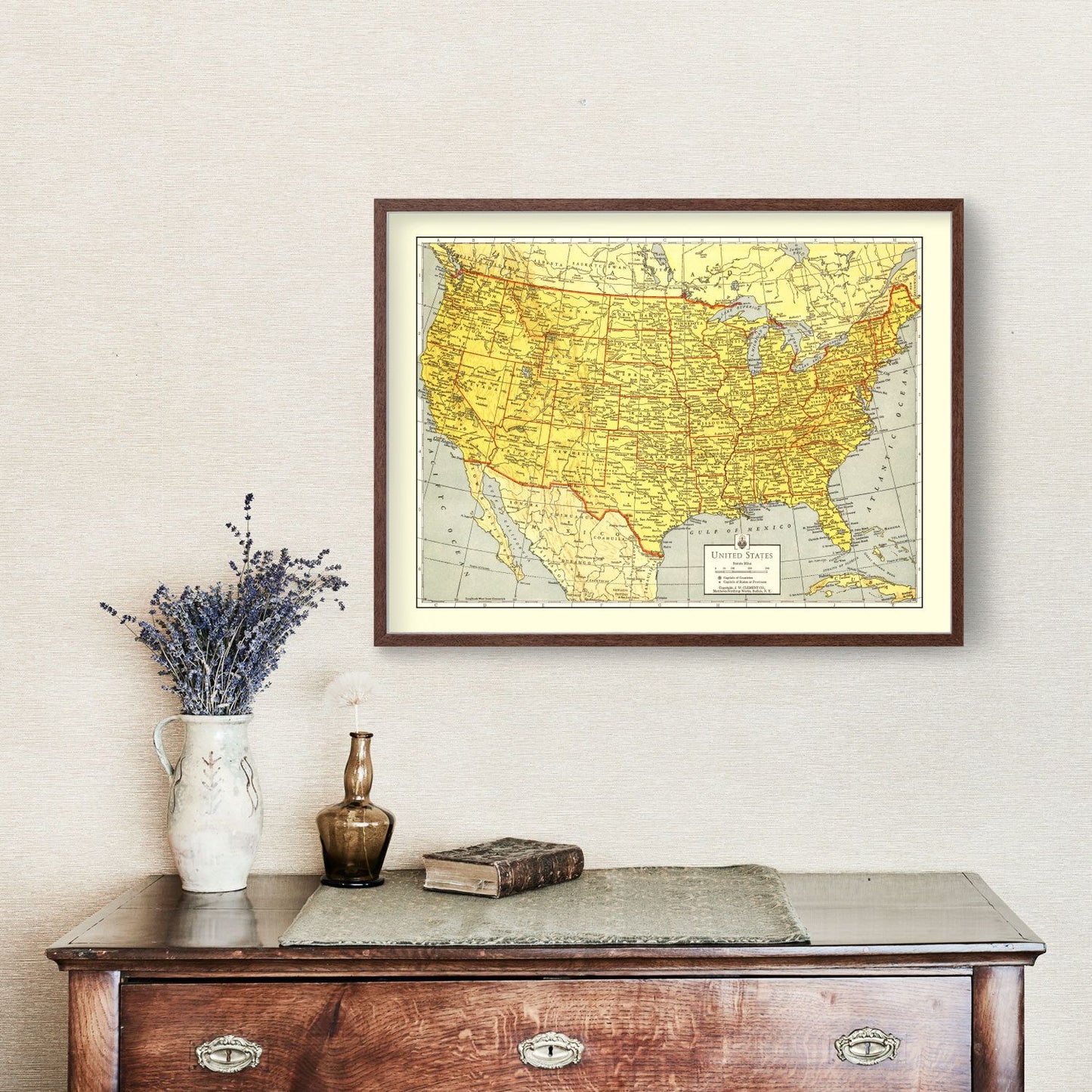 Vintage Map of the United States, 1943