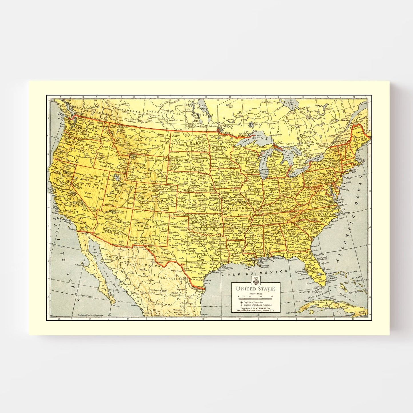 Vintage Map of the United States, 1943