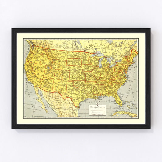 vintage map of the United States, 1943