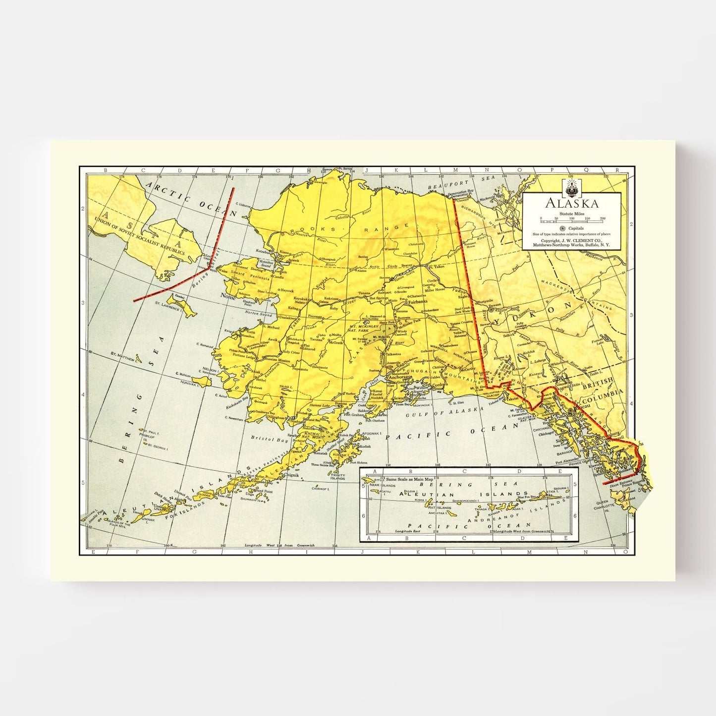 Vintage Map of Alaska, 1943