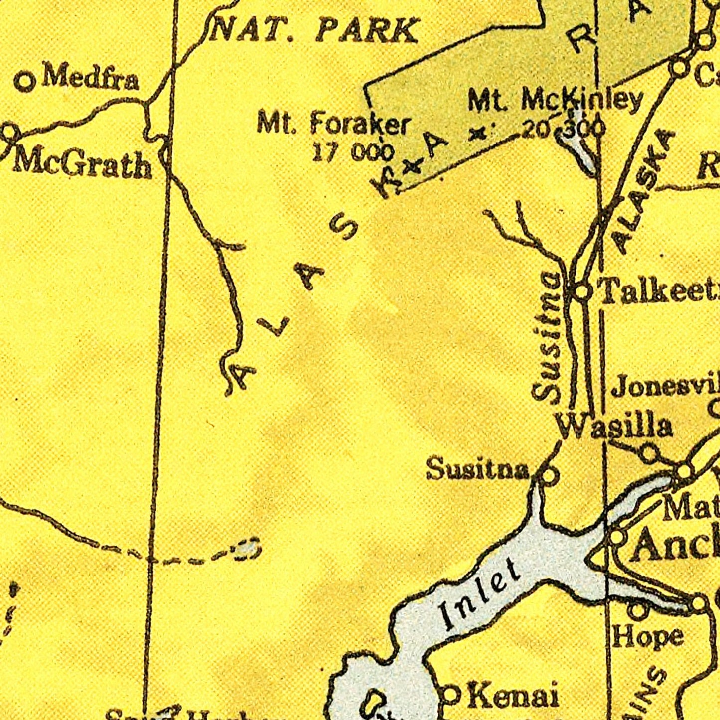 Vintage Map of Alaska, 1943