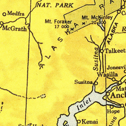 Vintage Map of Alaska, 1943