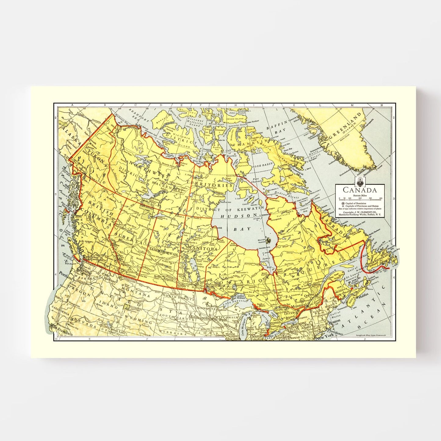 Vintage Map of Canada, 1943 Wall Art