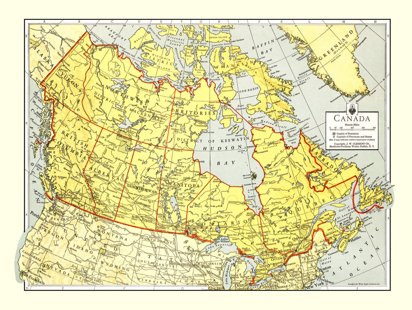Vintage Map of Canada, 1943 Wall Art