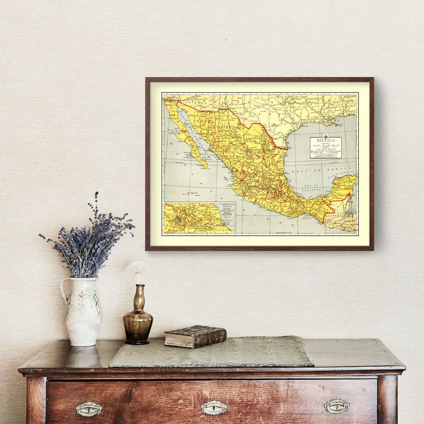 Vintage Map of Mexico, 1943