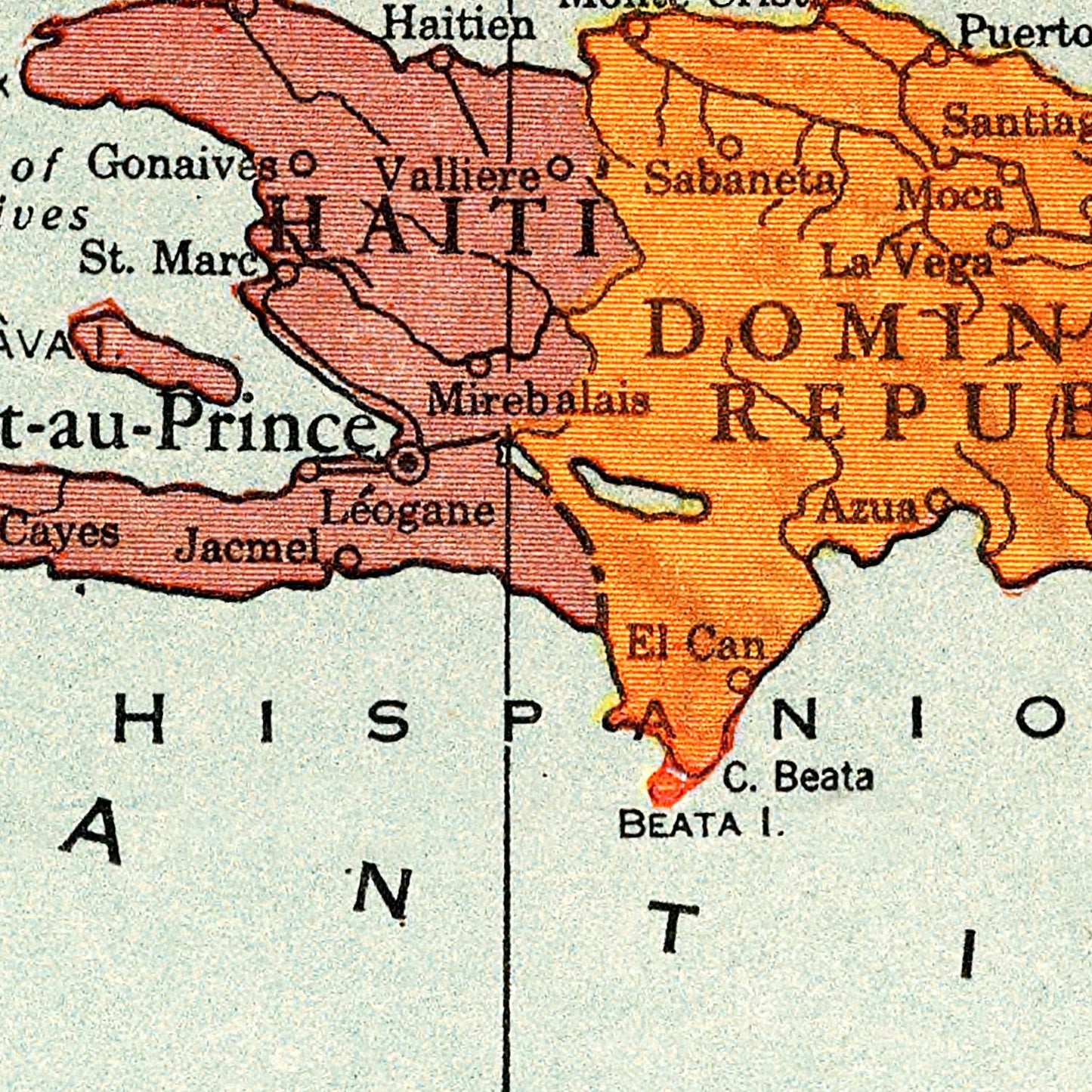 Vintage Map of the Caribbean Sea, 1943