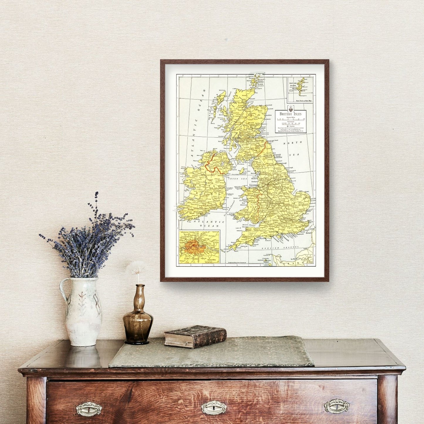 Vintage Map of the British Isles, 1943