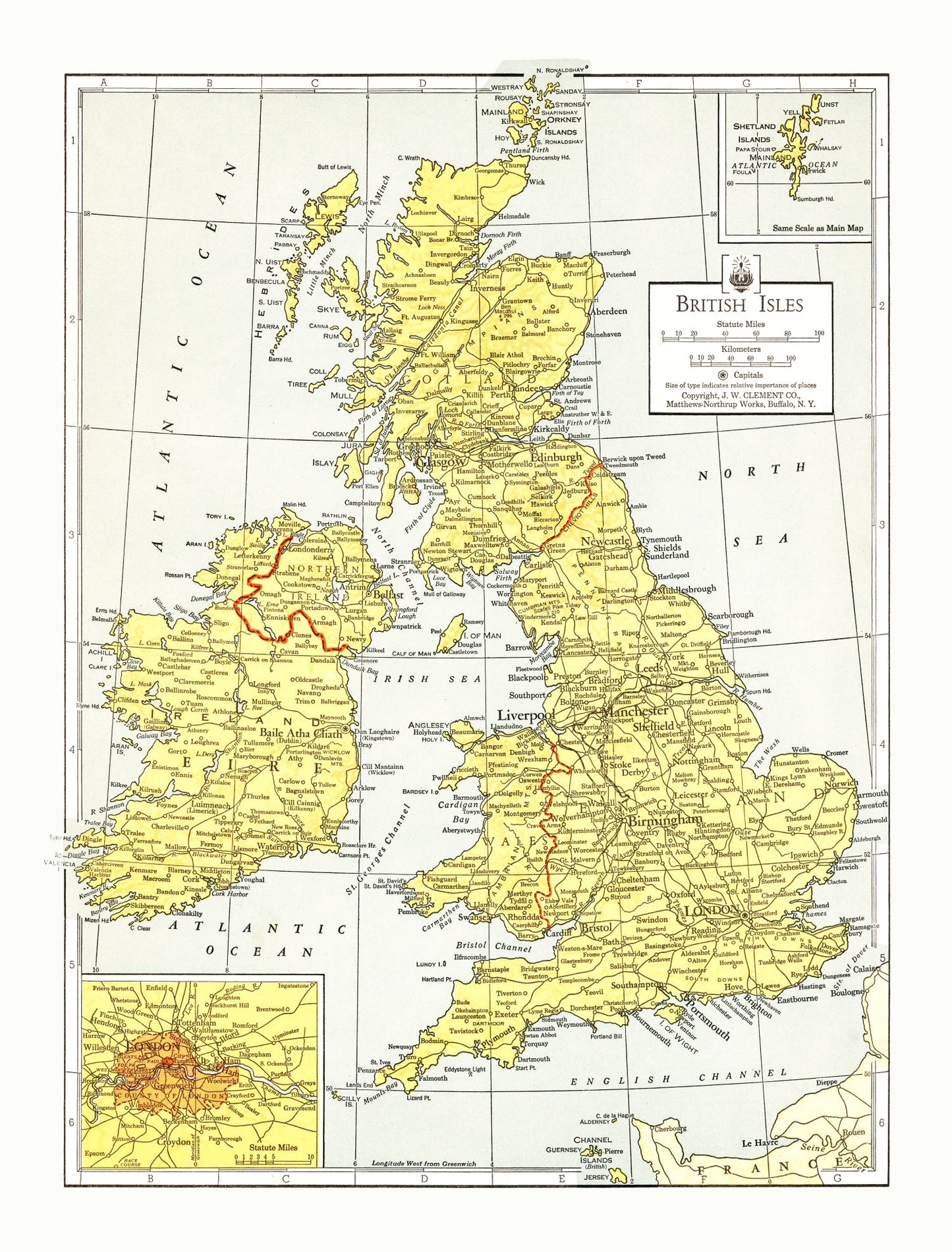 Vintage Map of the British Isles, 1943