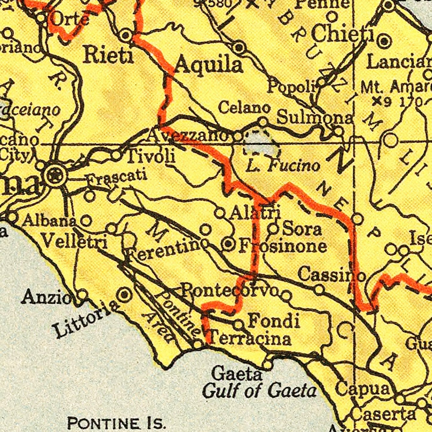 Vintage Map of Italy, 1943