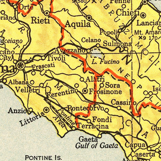Vintage Map of Italy, 1943
