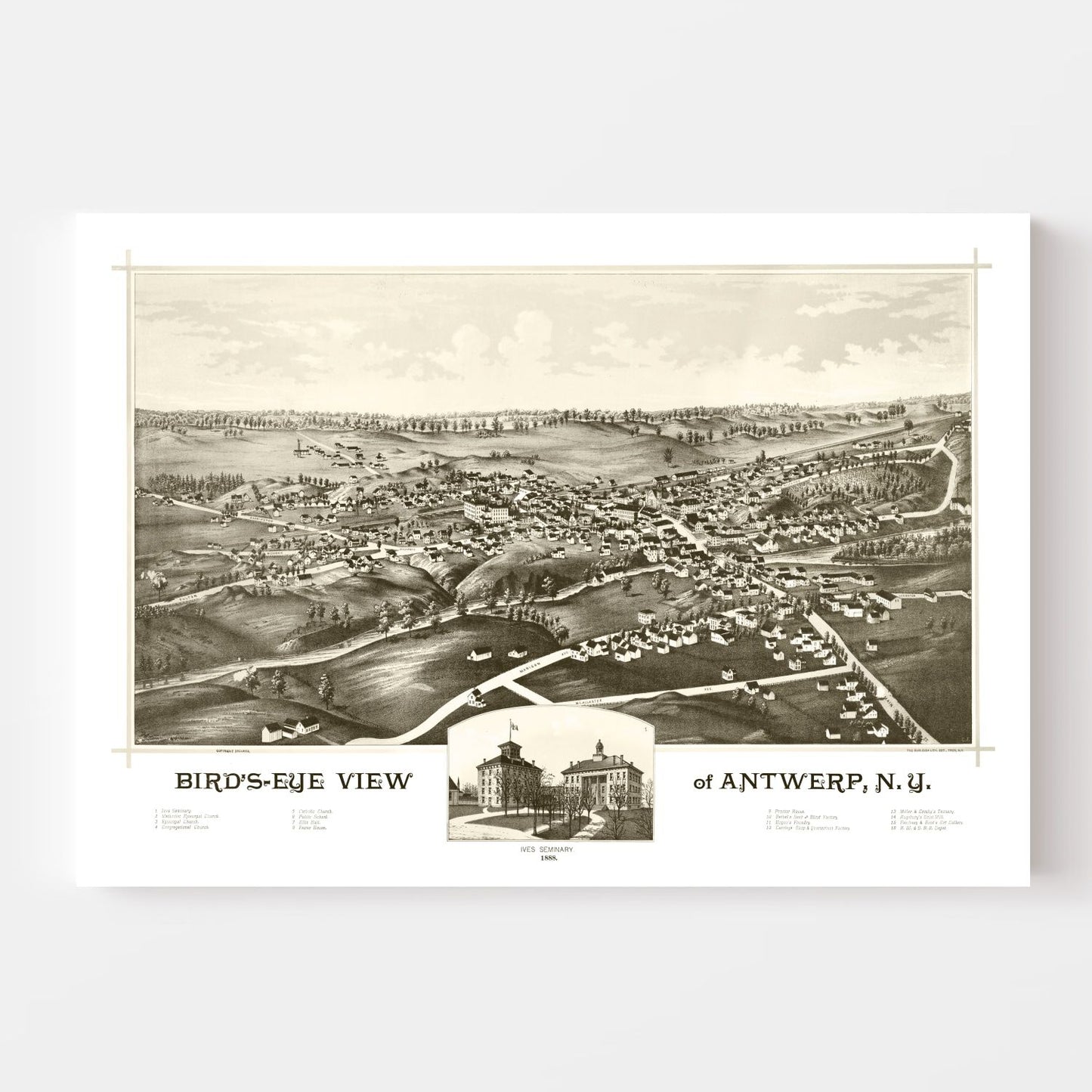 Vintage Map of Antwerp, New York, 1888