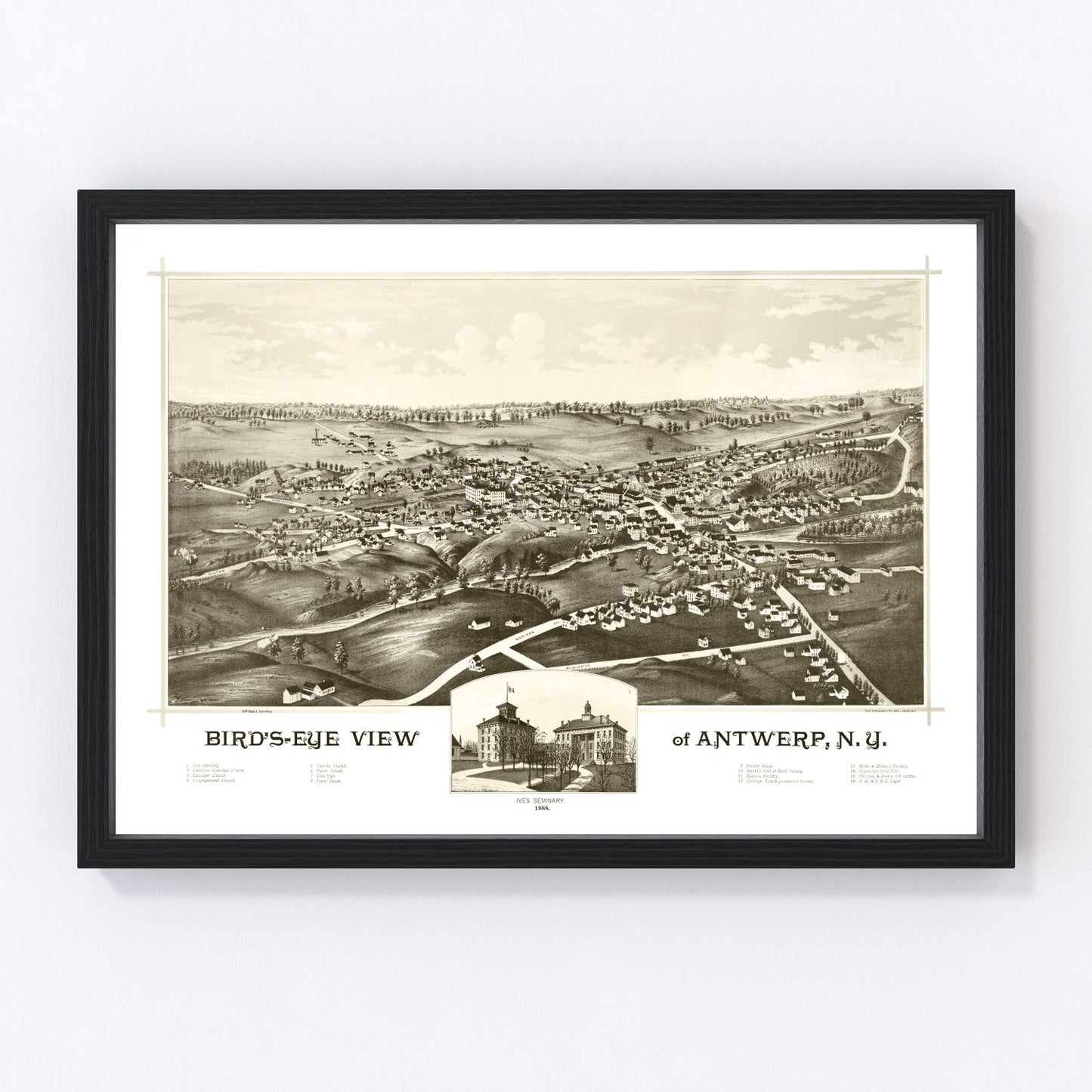 Restored vintage map of Antwerp, New York, 1888