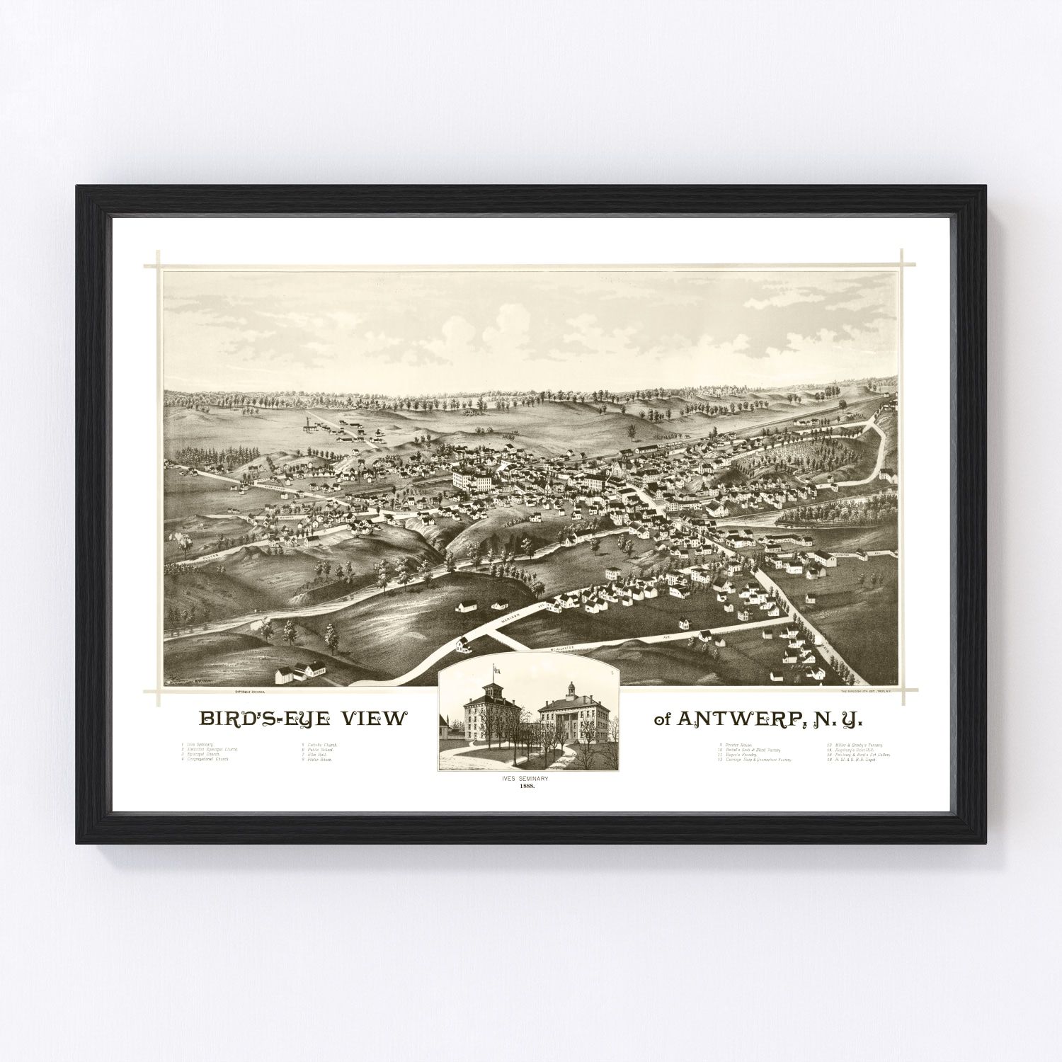 Restored vintage map of Antwerp, New York, 1888