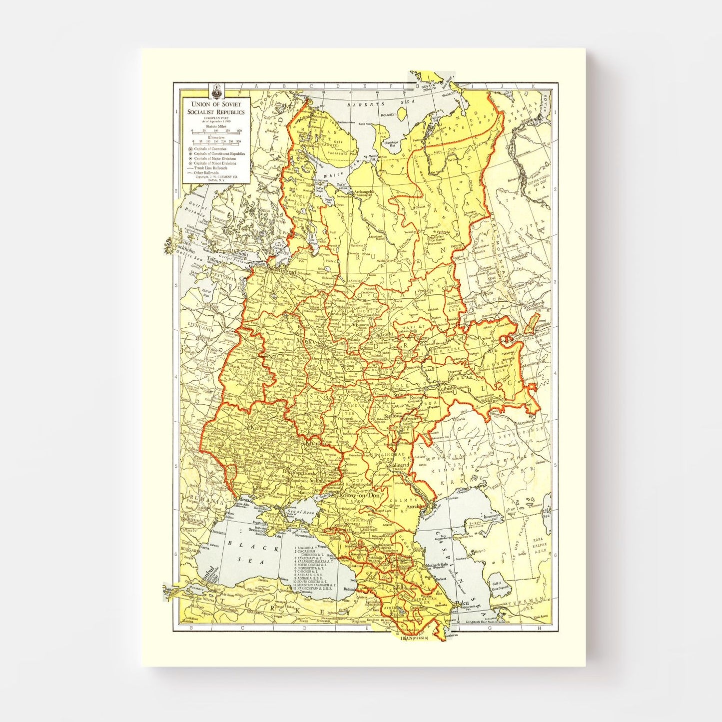 Vintage Map of the Soviet Union, 1943
