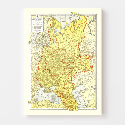 Vintage Map of the Soviet Union, 1943