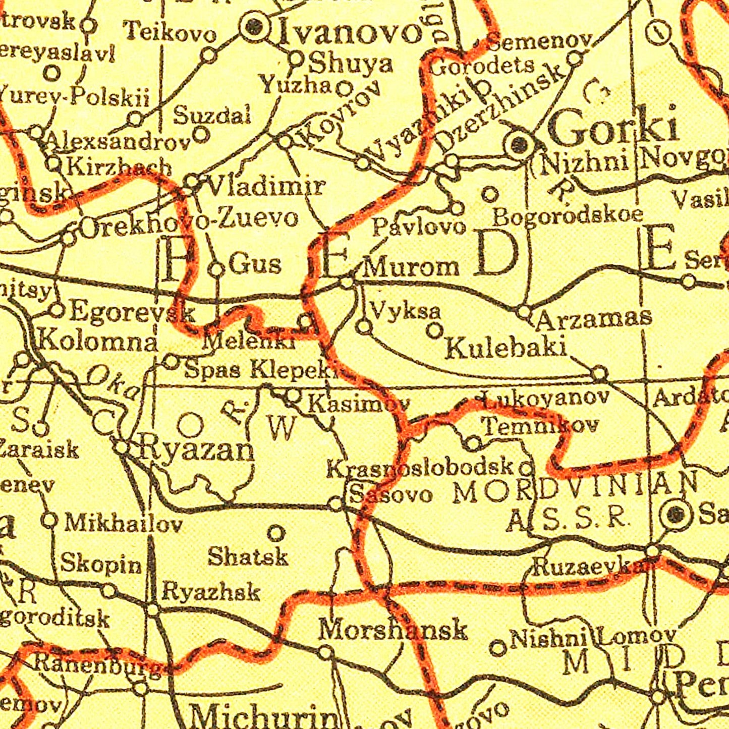 Vintage Map of the Soviet Union, 1943