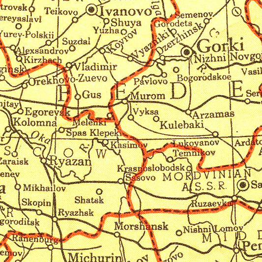 Vintage Map of the Soviet Union, 1943