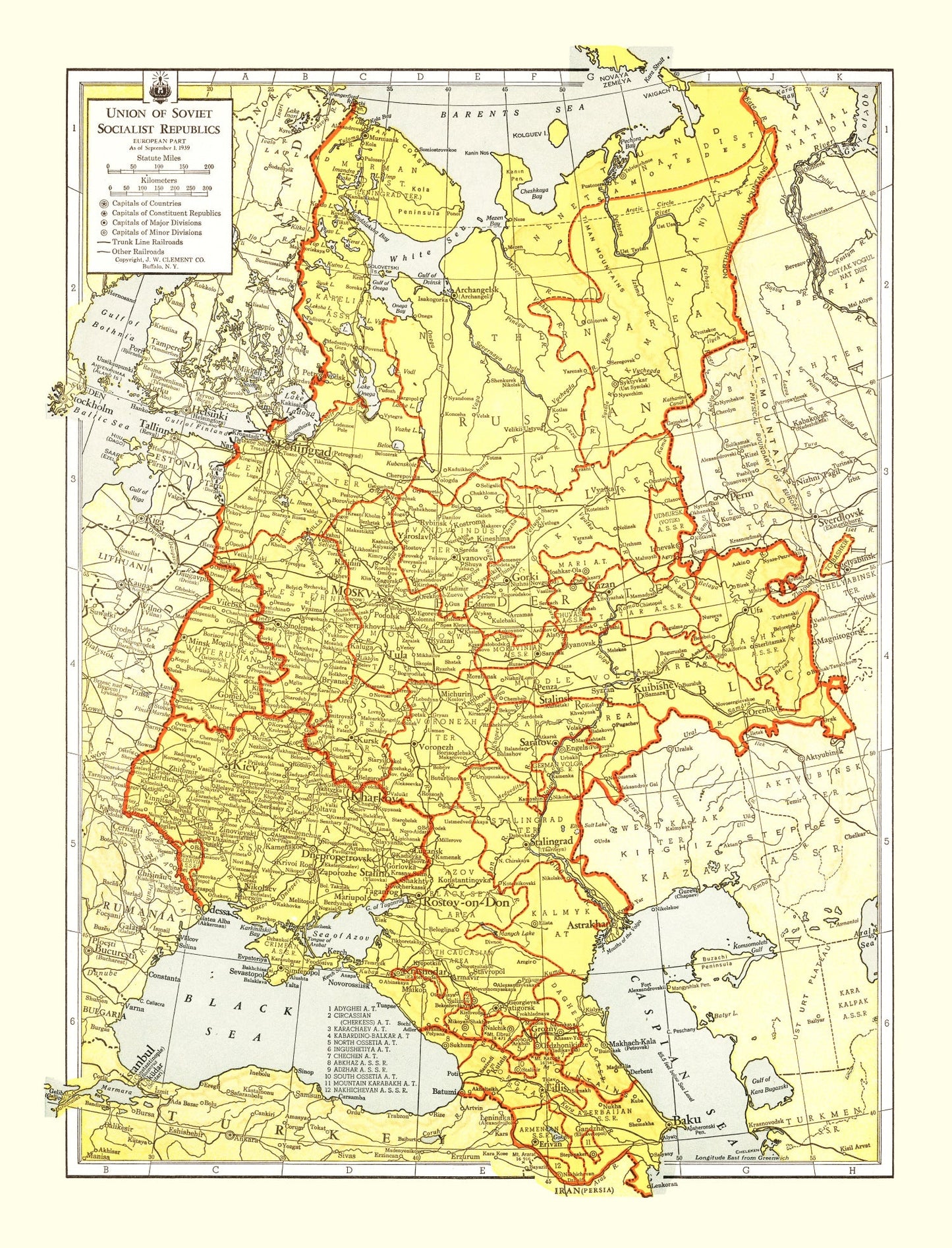 Vintage Map of the Soviet Union, 1943