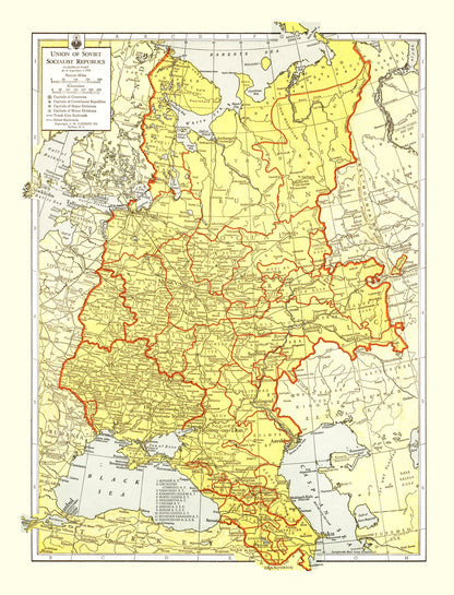 Vintage Map of the Soviet Union, 1943