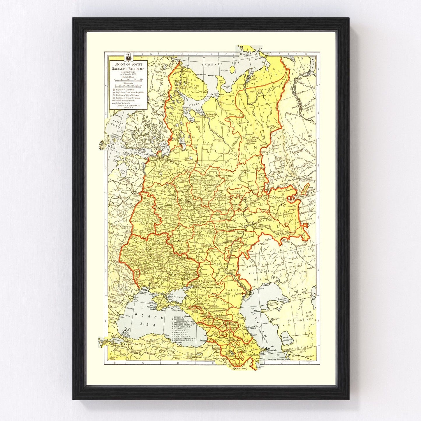 vintage map of the Soviet Union, 1943, WWII era cartography
