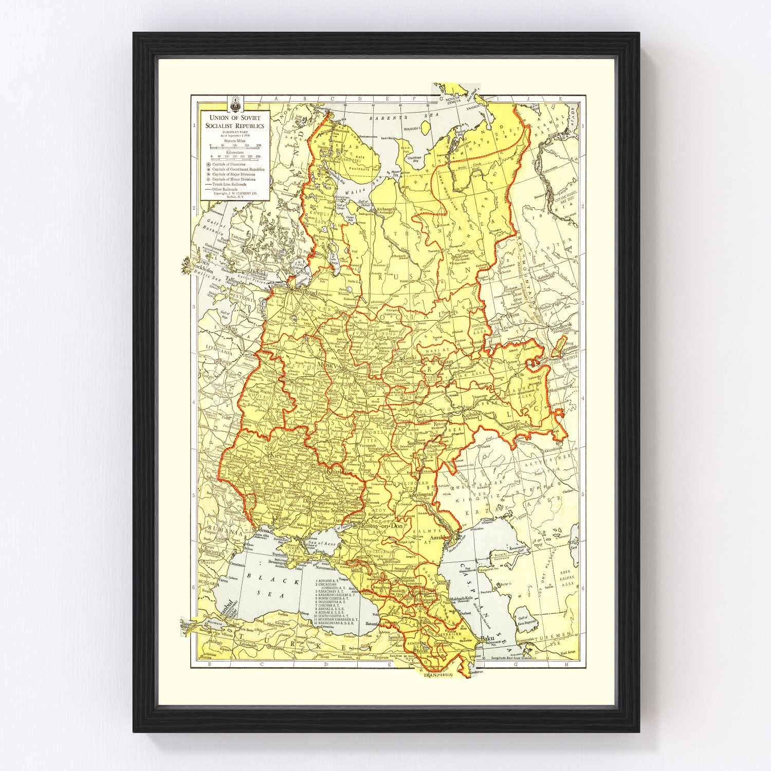vintage map of the Soviet Union, 1943, WWII era cartography