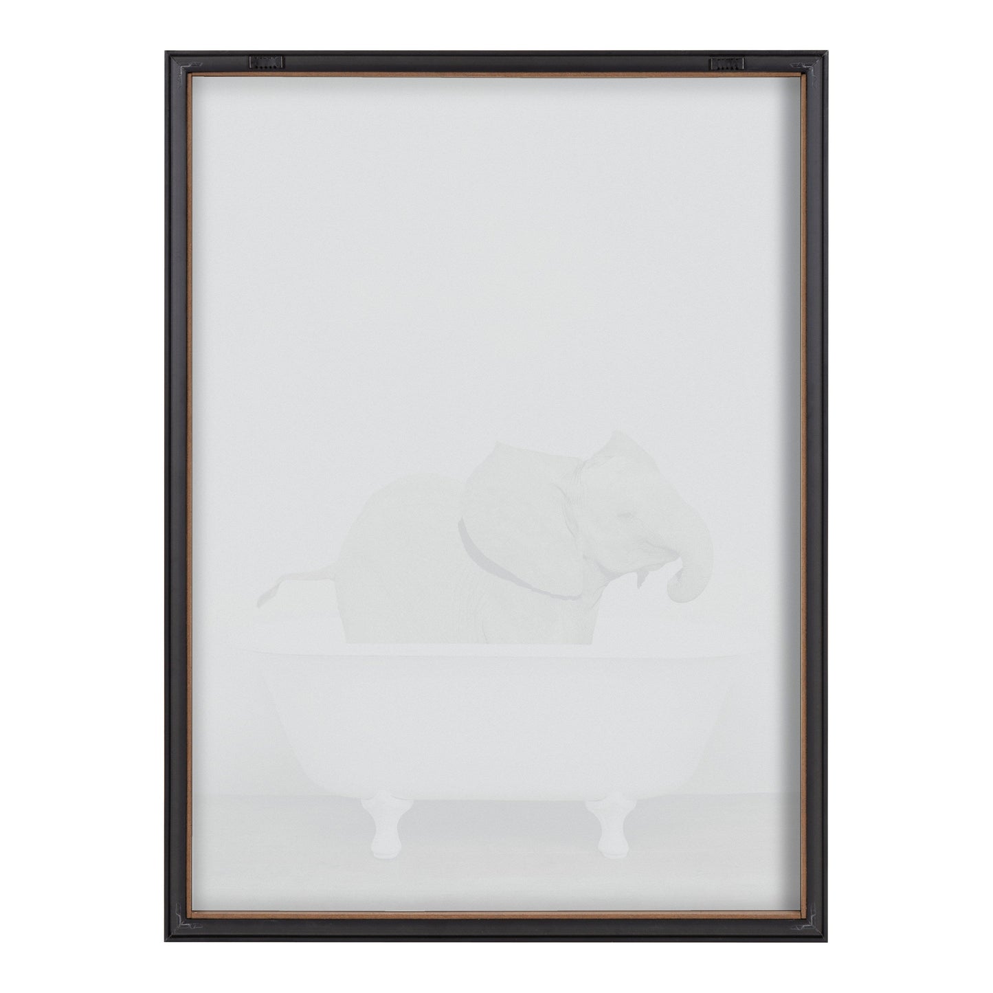 Baby Elephant in the Tub Framed Glass Wall Art