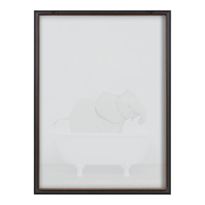 Baby Elephant in the Tub Framed Glass Wall Art