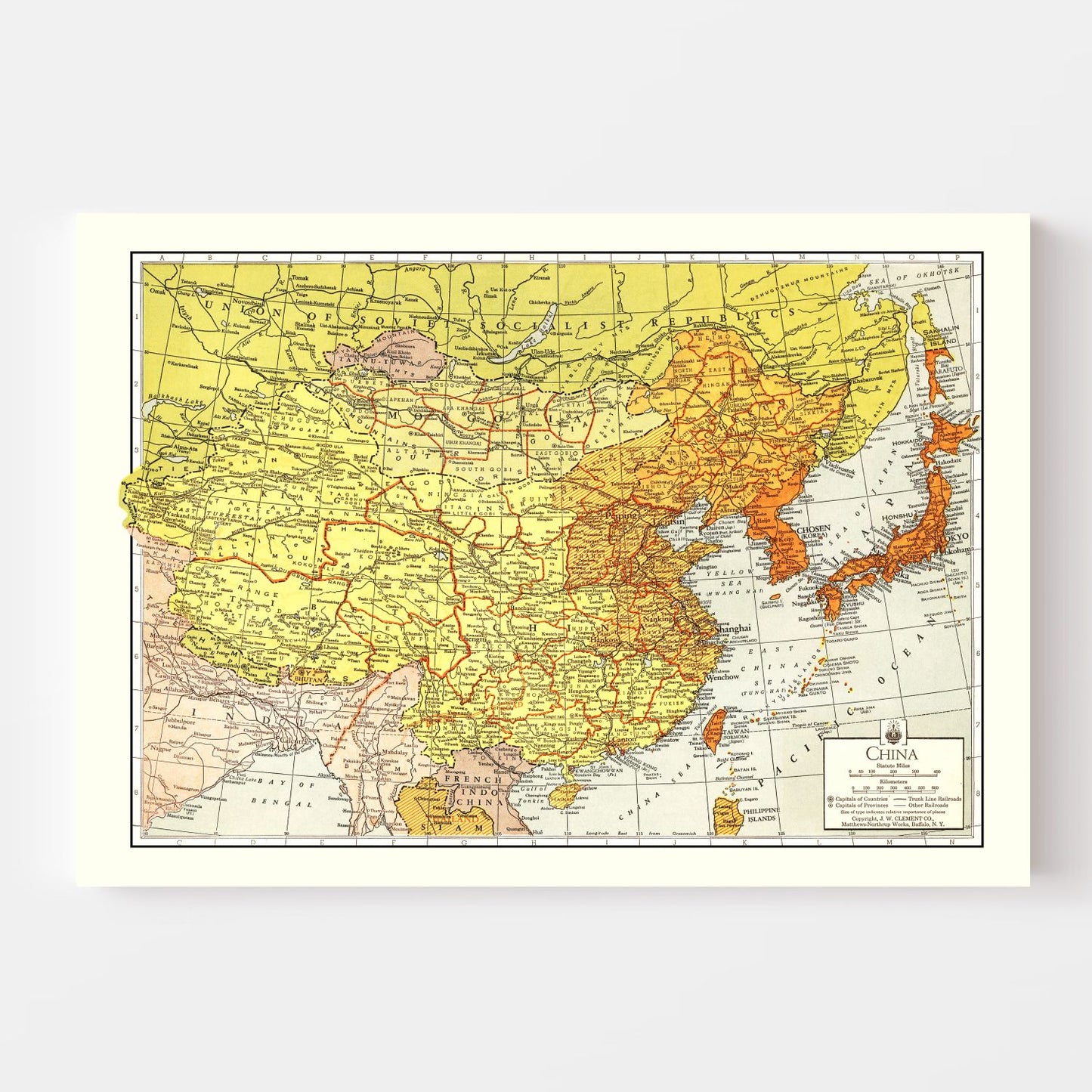 Vintage Map of China, 1943