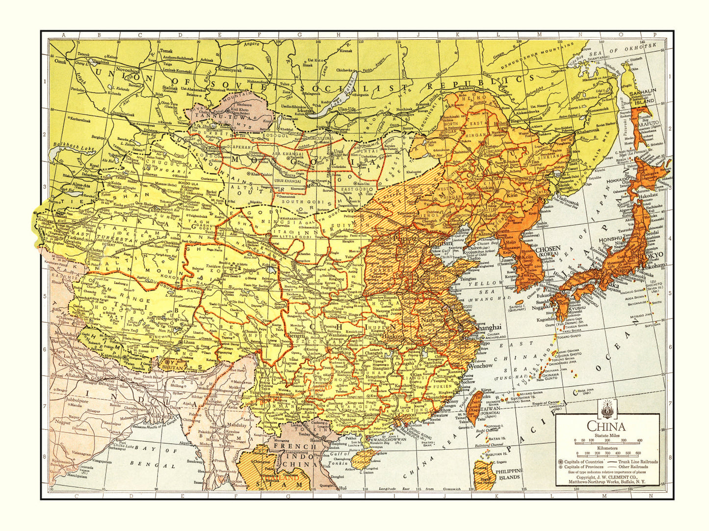 Vintage Map of China, 1943
