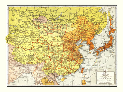Vintage Map of China, 1943