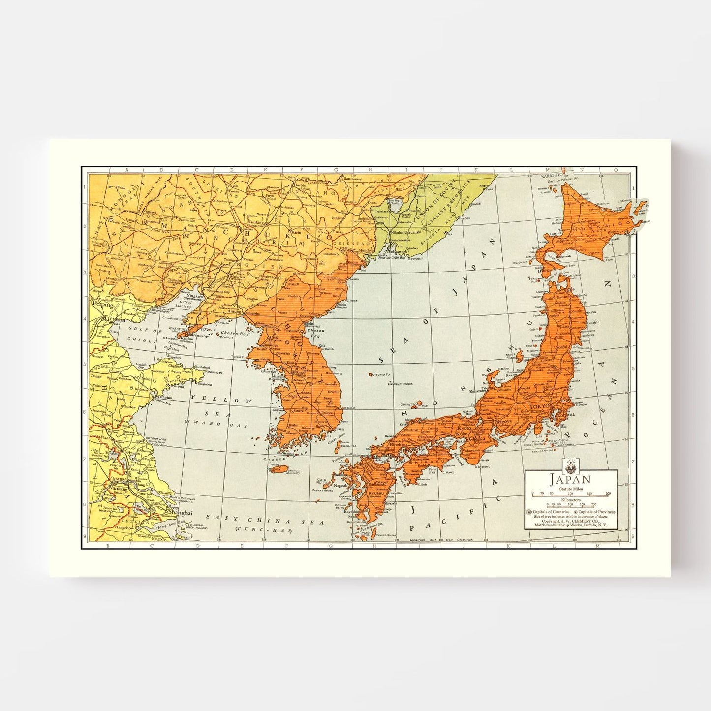 Vintage Map of Japan, 1943