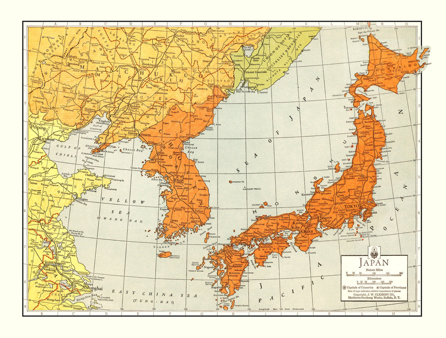 Vintage Map of Japan, 1943