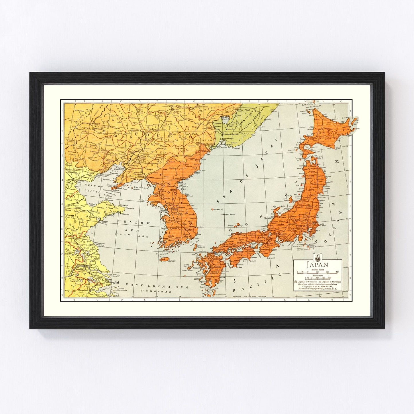 Vintage map of Japan, 1943