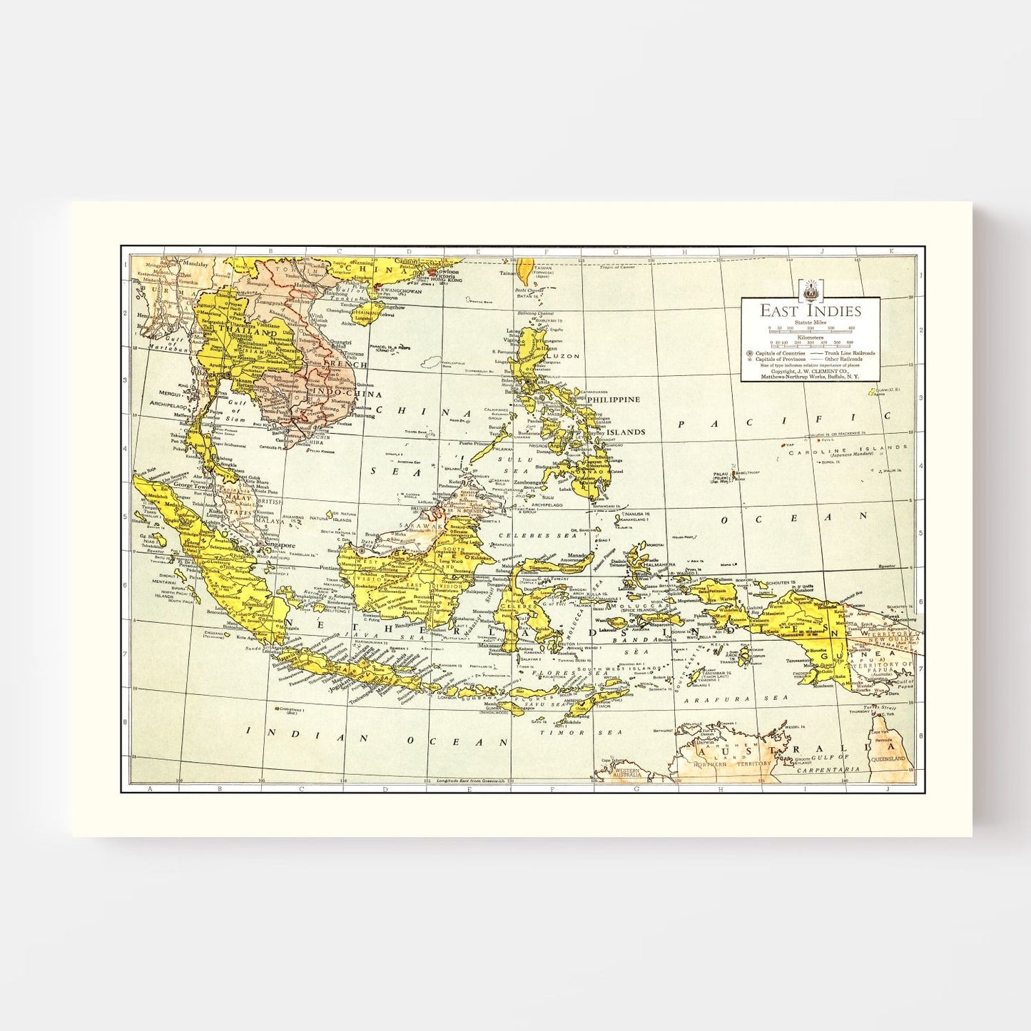 Vintage Map of the East Indies, 1943