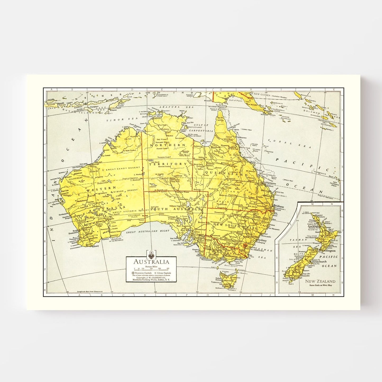 Vintage Map of Australia, 1943