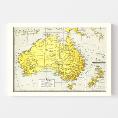 Vintage Map of Australia, 1943