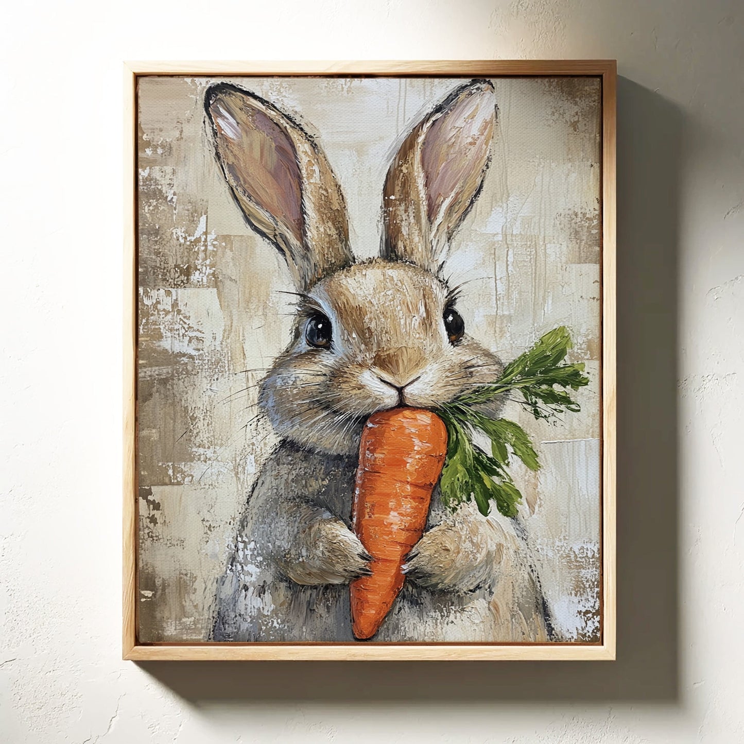 Bunny with Carrot Rustic Farmhouse Animal Wall Art Print