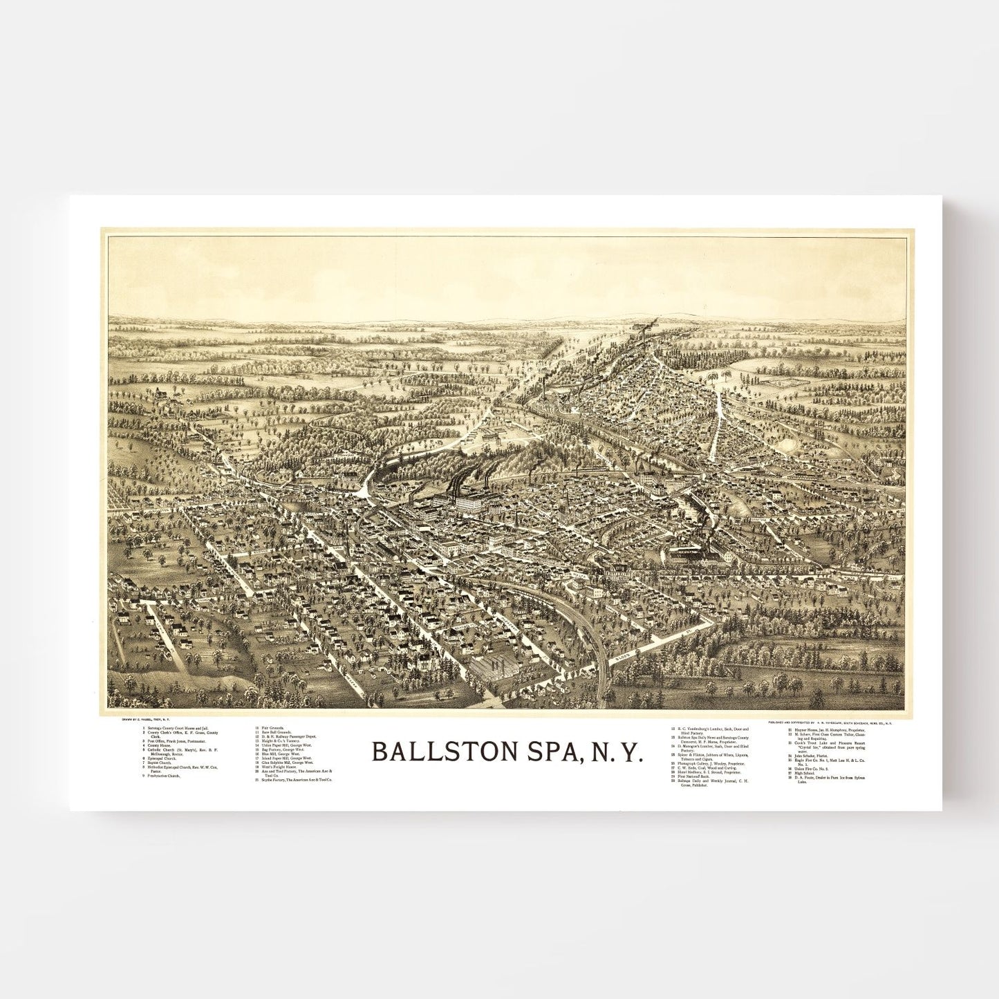 Vintage Map of Ballston Spa, New York, 1890