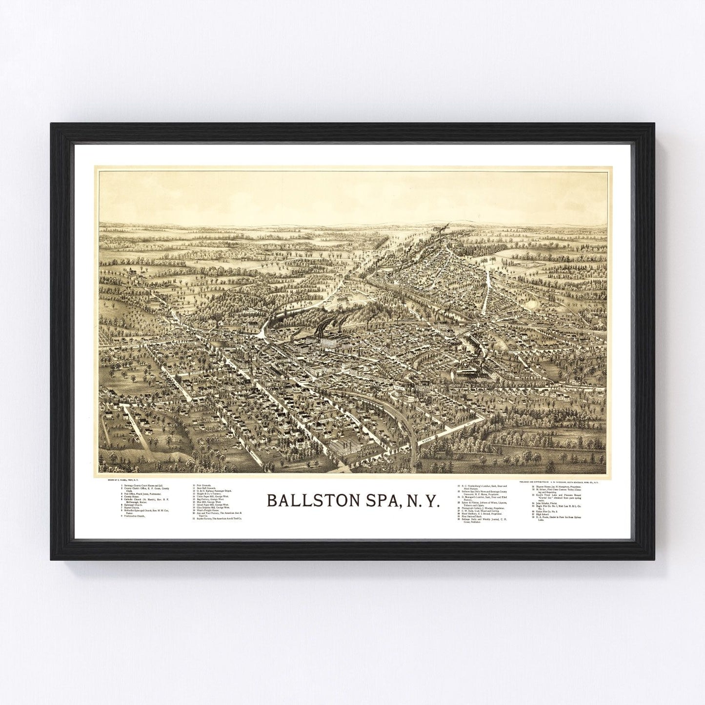 Vintage map of Ballston Spa, New York, 1890