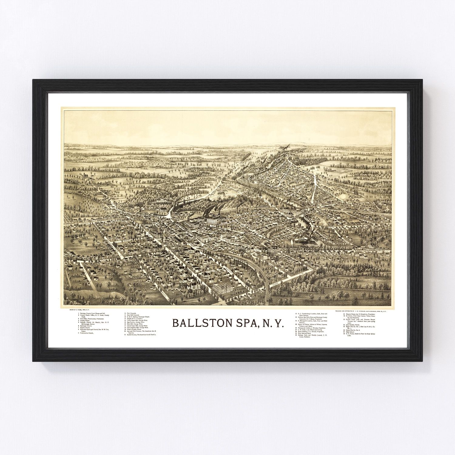 Vintage map of Ballston Spa, New York, 1890