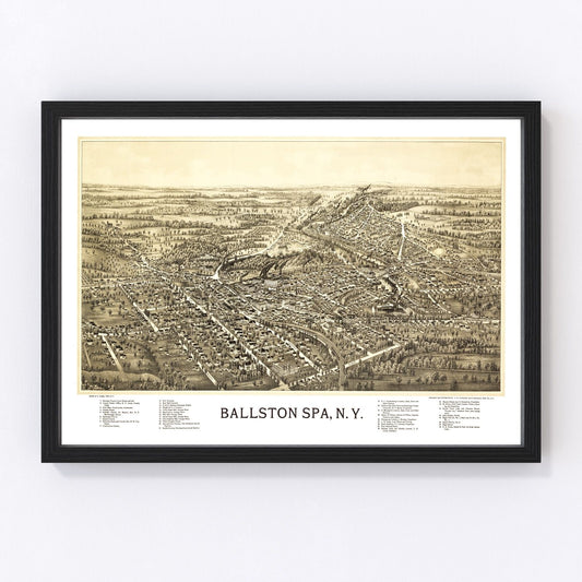 Vintage map of Ballston Spa, New York, 1890