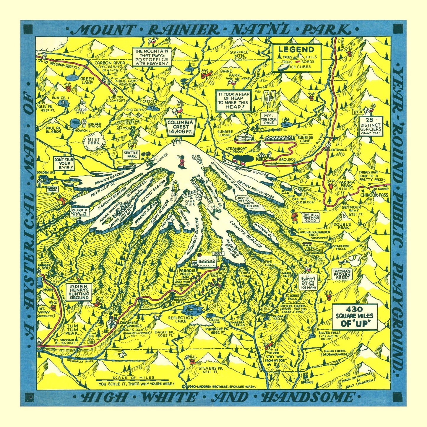 Vintage Map of Mount Rainier, Washington, 1940