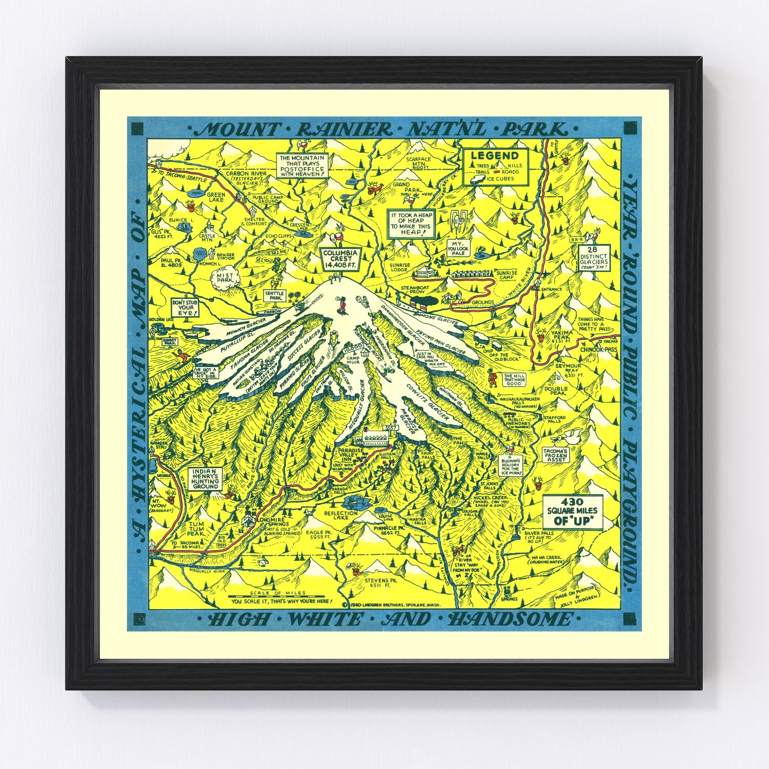 vintage map of Mount Rainier, Washington, 1940