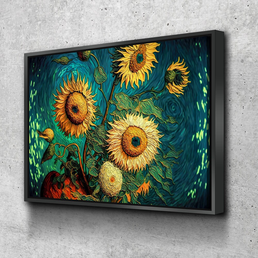 Van Gogh style sunflowers abstract canvas wall art