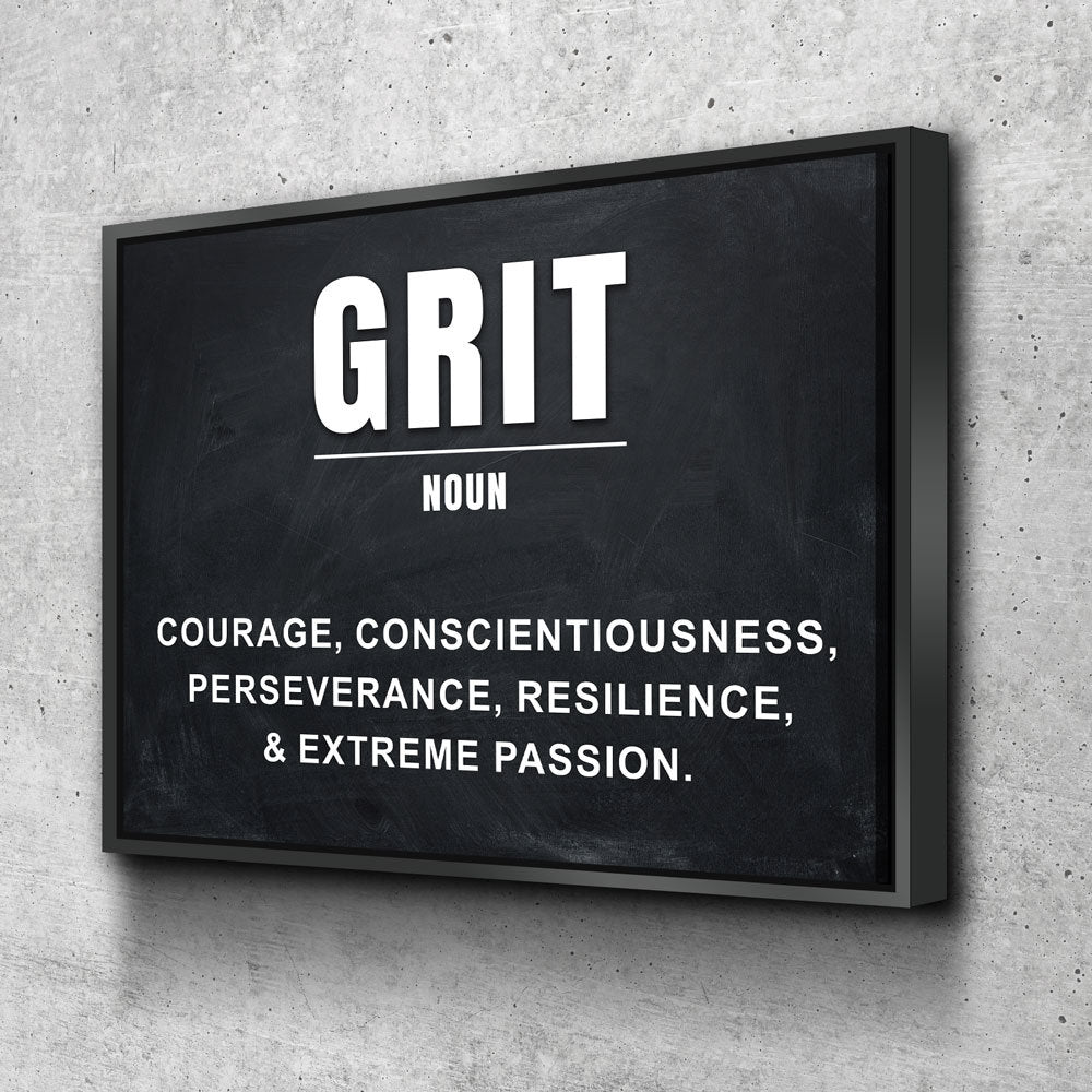 Grit motivational canvas wall art print for home office and gym