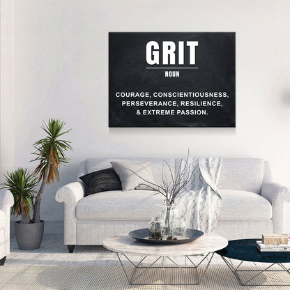 Grit Canvas Wall Art, Motivational Quote Print for Office & Gym