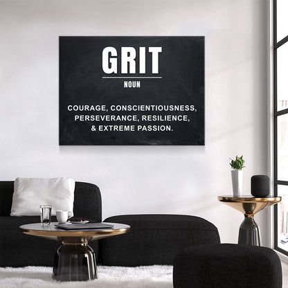Grit Canvas Wall Art, Motivational Quote Print for Office & Gym
