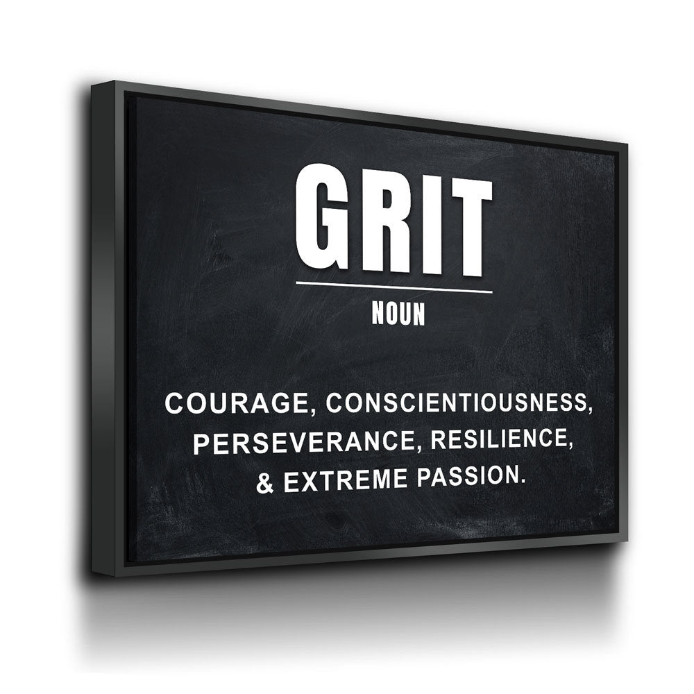 Grit Canvas Wall Art, Motivational Quote Print for Office & Gym