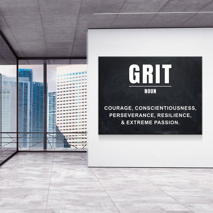 Grit Canvas Wall Art, Motivational Quote Print for Office & Gym